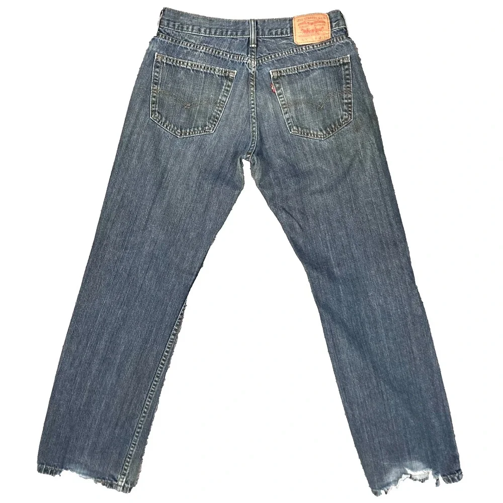 Levis 559 Relaxed Straight Distressed Cotton Faded Denim Jeans Mens 32x34 Cowboy